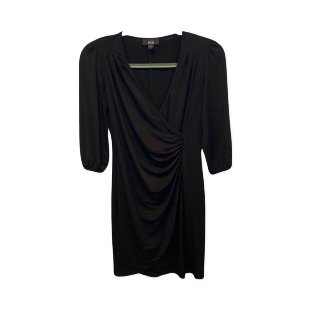 AGB Faux Wrap Black Dress NWT Size S